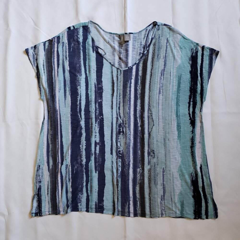 Kenar woman 2X Plus striped shirt stretch spring summer coastal